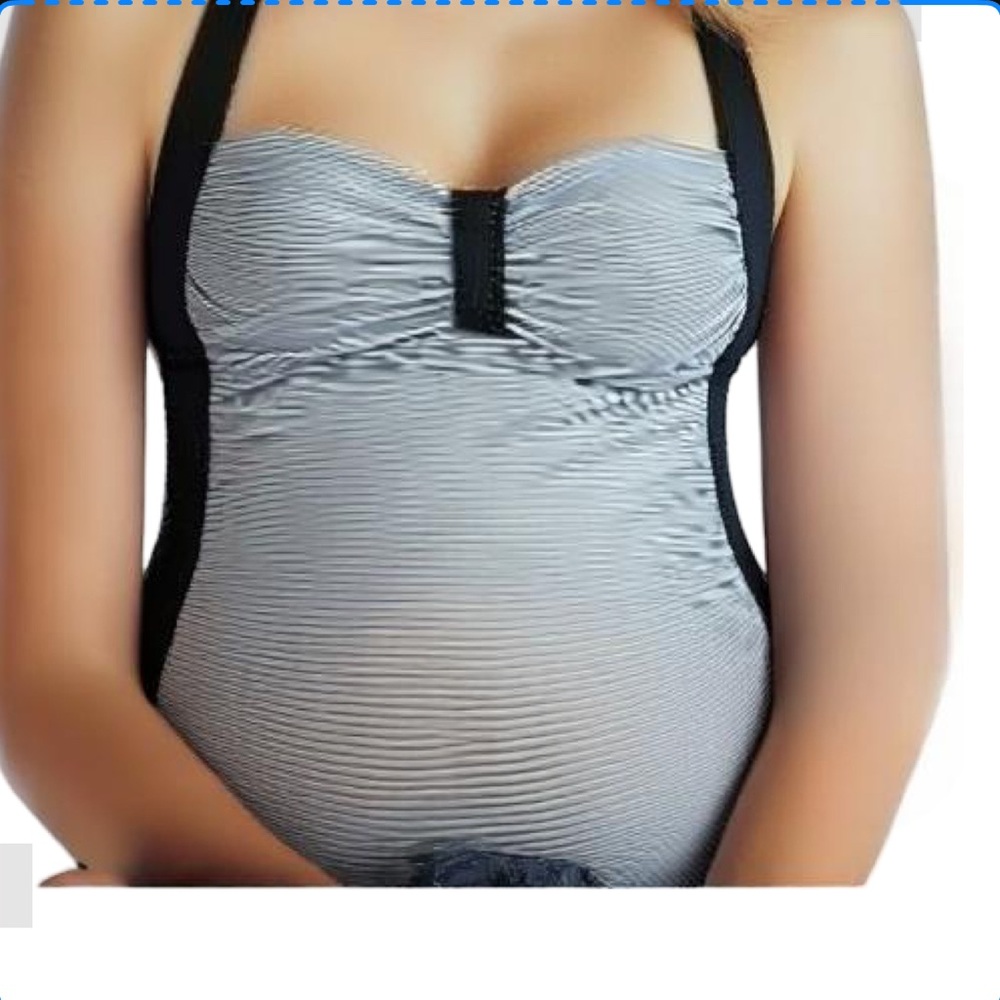 Pez D’or Maternity Black Striped Palm Springs One Piece